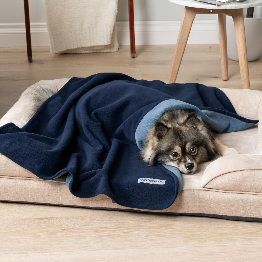 PetAmi reversible fleece blanket closeup; cozy warmth for snuggling pets