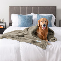 PetAmi reversible blanket for dogs and cats with warm sherpa for chilly evenings