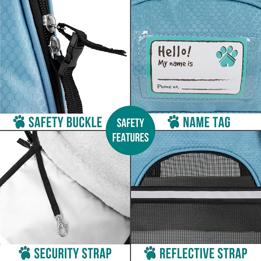 PetAmi carrier with safety harness zippers and reflective trim