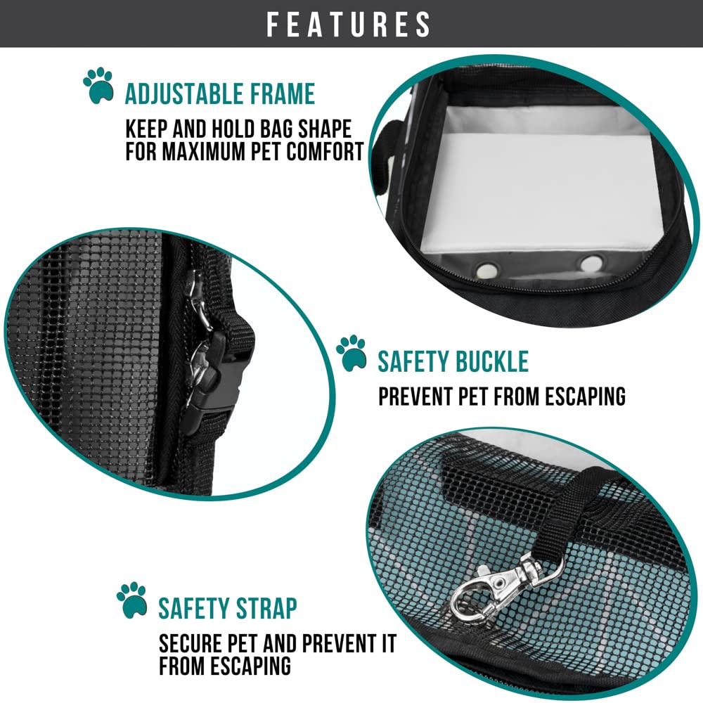 PetAmi safety buckles and harness clip prevent escapes during transport