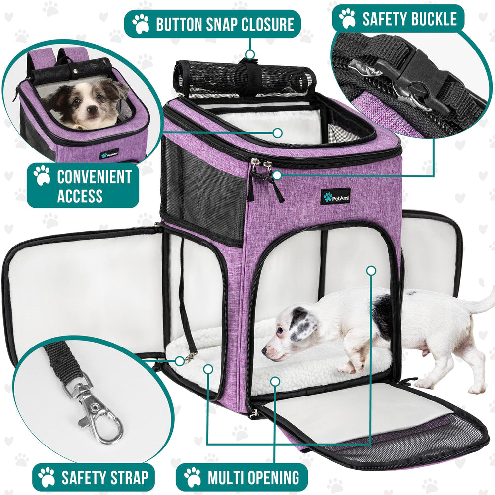 PetAmi sherpa-lined bedding interior for cozy pet rest.