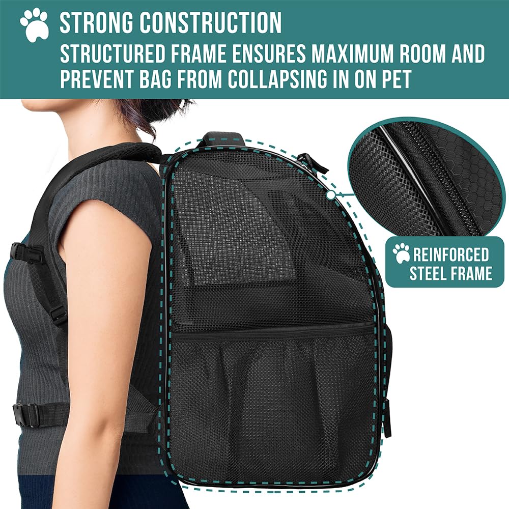 PetAmi sherpa-lined bedding offers cozy resting space inside the carrier.