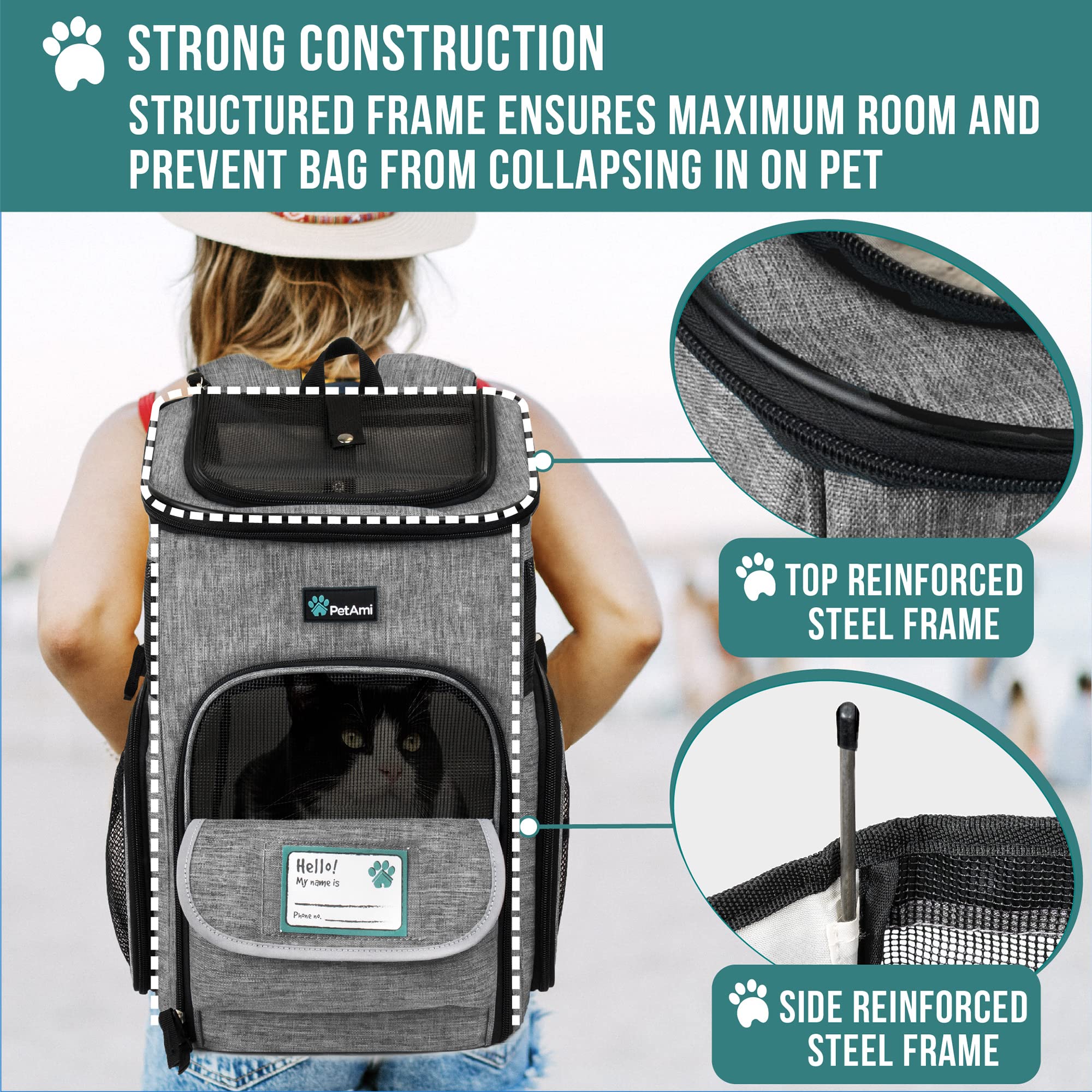 PetAmi sherpa-lined bedding inside the carrier for cozy rest.