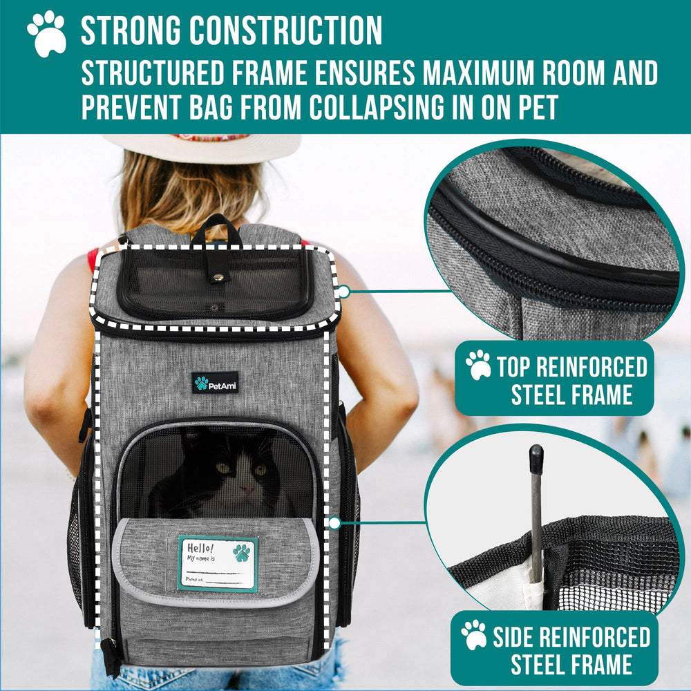 PetAmi sherpa-lined bedding inside the carrier for cozy rest.