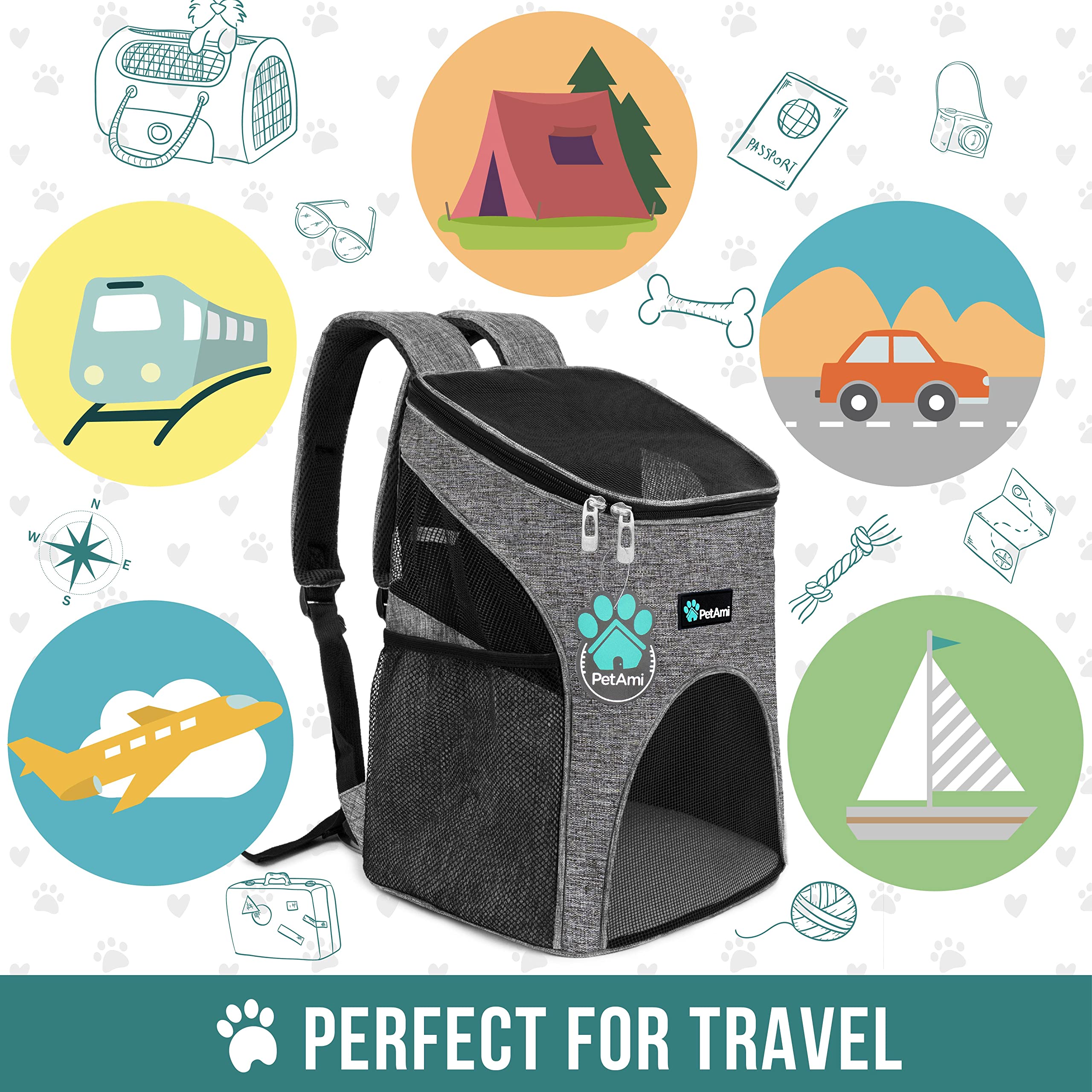 PetAmi side mesh pocket storage for treats and water