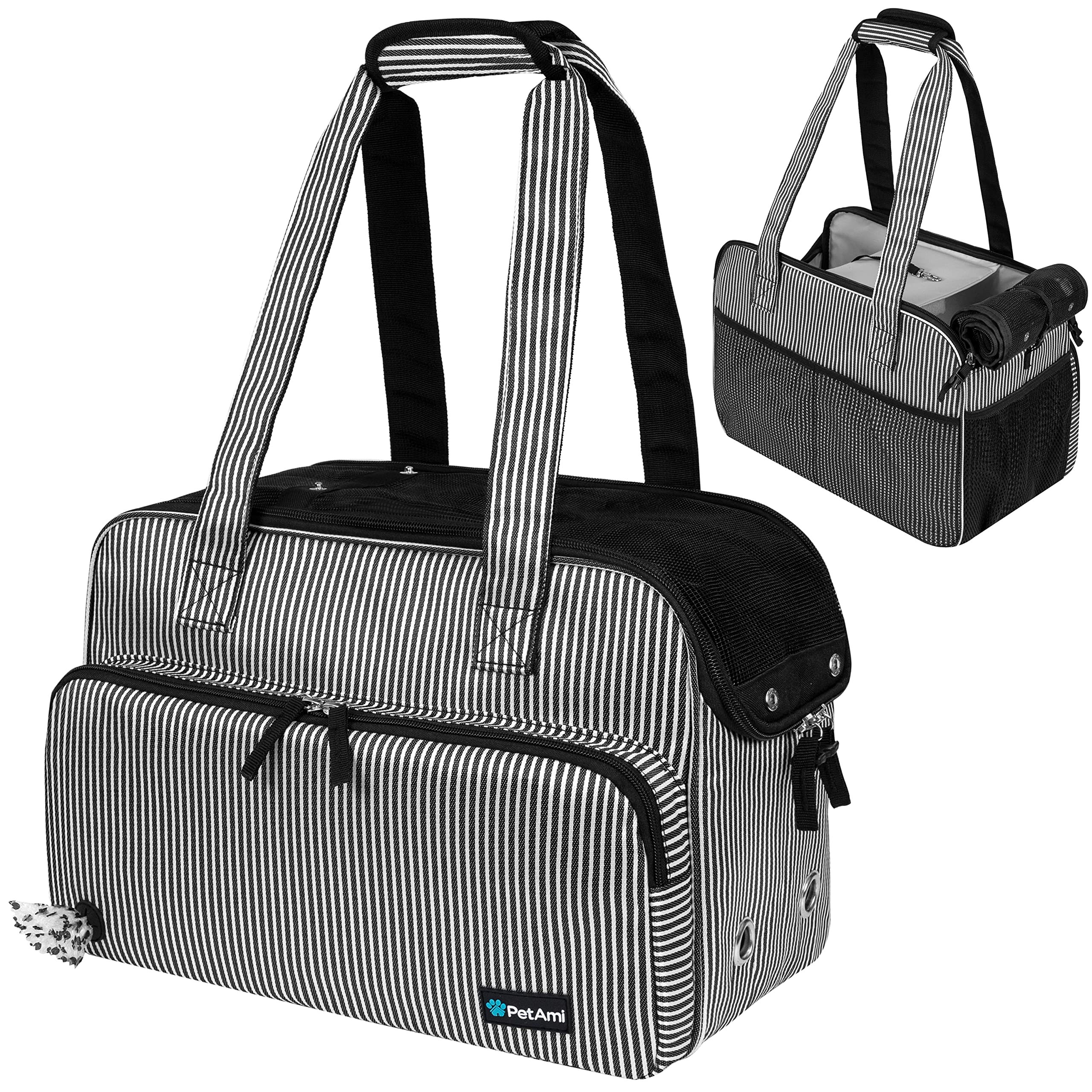PetAmi small dog purse carrier front view shows breathable mesh and secure structure