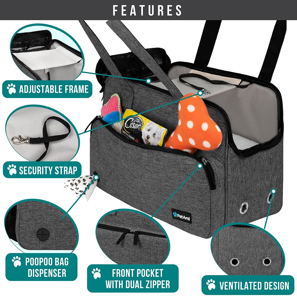 PetAmi carrier interior safety strap and buckle help secure your pet safely