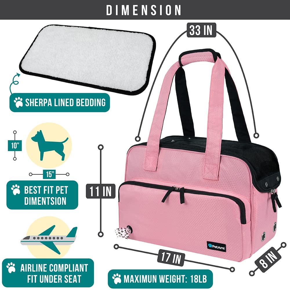 PetAmi small dog purse carrier side pocket highlights convenient storage on trips