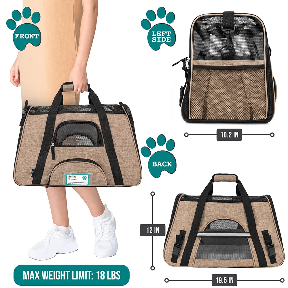 PetAmi soft-sided cat/dog carrier with sherpa bed for cozy rest.