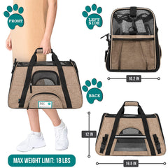PetAmi soft-sided cat/dog carrier with sherpa bed for cozy rest.