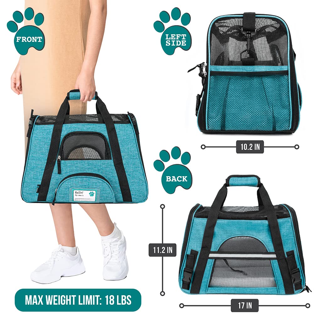 PetAmi soft-sided cat carrier with breathable mesh for airflow