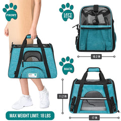 PetAmi soft-sided cat carrier with breathable mesh for airflow