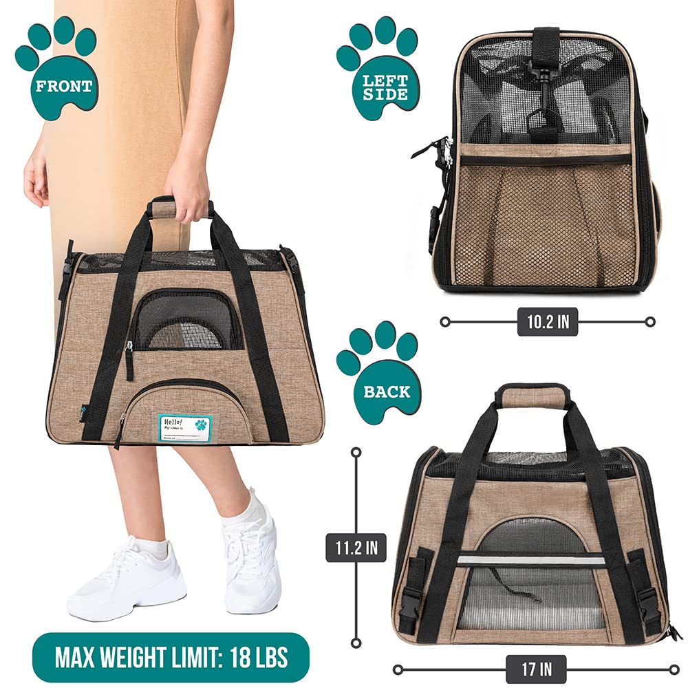 PetAmi soft-sided carrier with ventilated mesh for breathable comfort