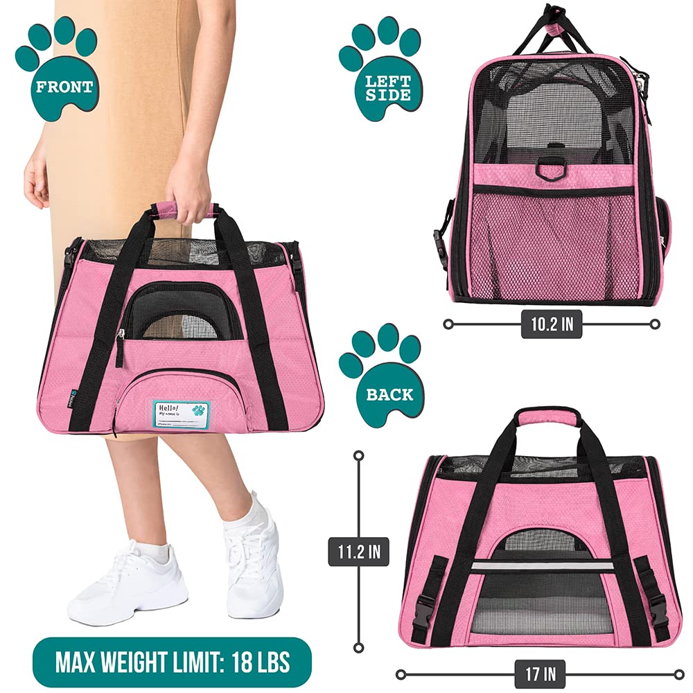 PetAmi soft-sided cat carrier with ventilated mesh aids airflow and comfort.
