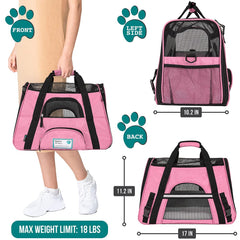 PetAmi soft-sided cat carrier with ventilated mesh aids airflow and comfort.