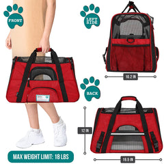 PetAmi soft-sided cat carrier with ventilation for comfort