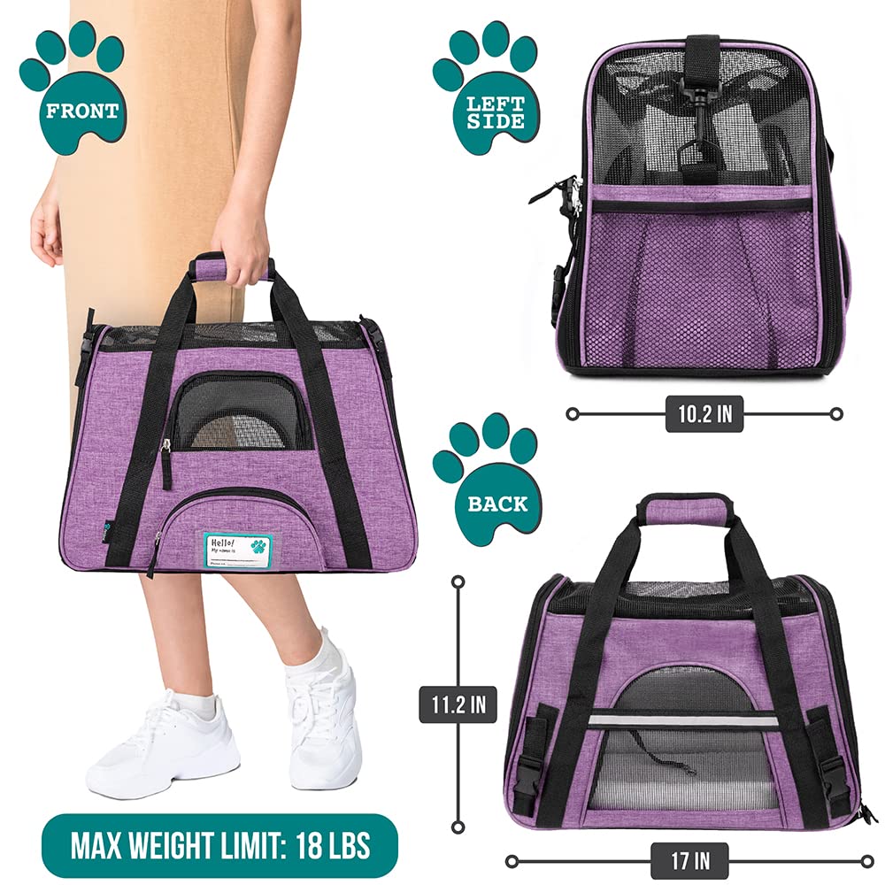 PetAmi soft-sided carrier with ventilated mesh for airflow.