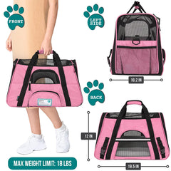 PetAmi soft sided carrier with ventilated mesh for airflow during car rides