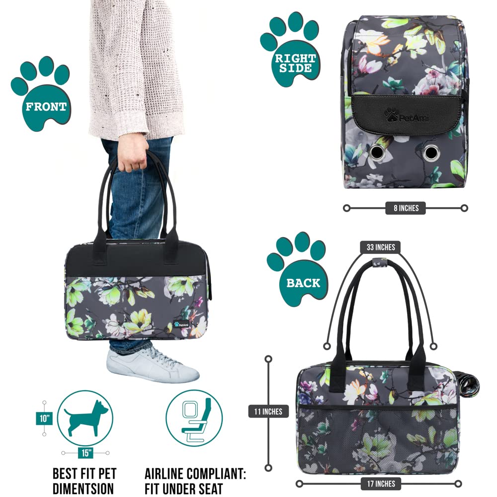 PetAmi soft-sided puppy carrier ventilation highlighting breathable mesh for comfort