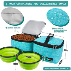 PetAmi Travel Bag Collapsible Bowls demonstrate portable hydration for outdoor adventures