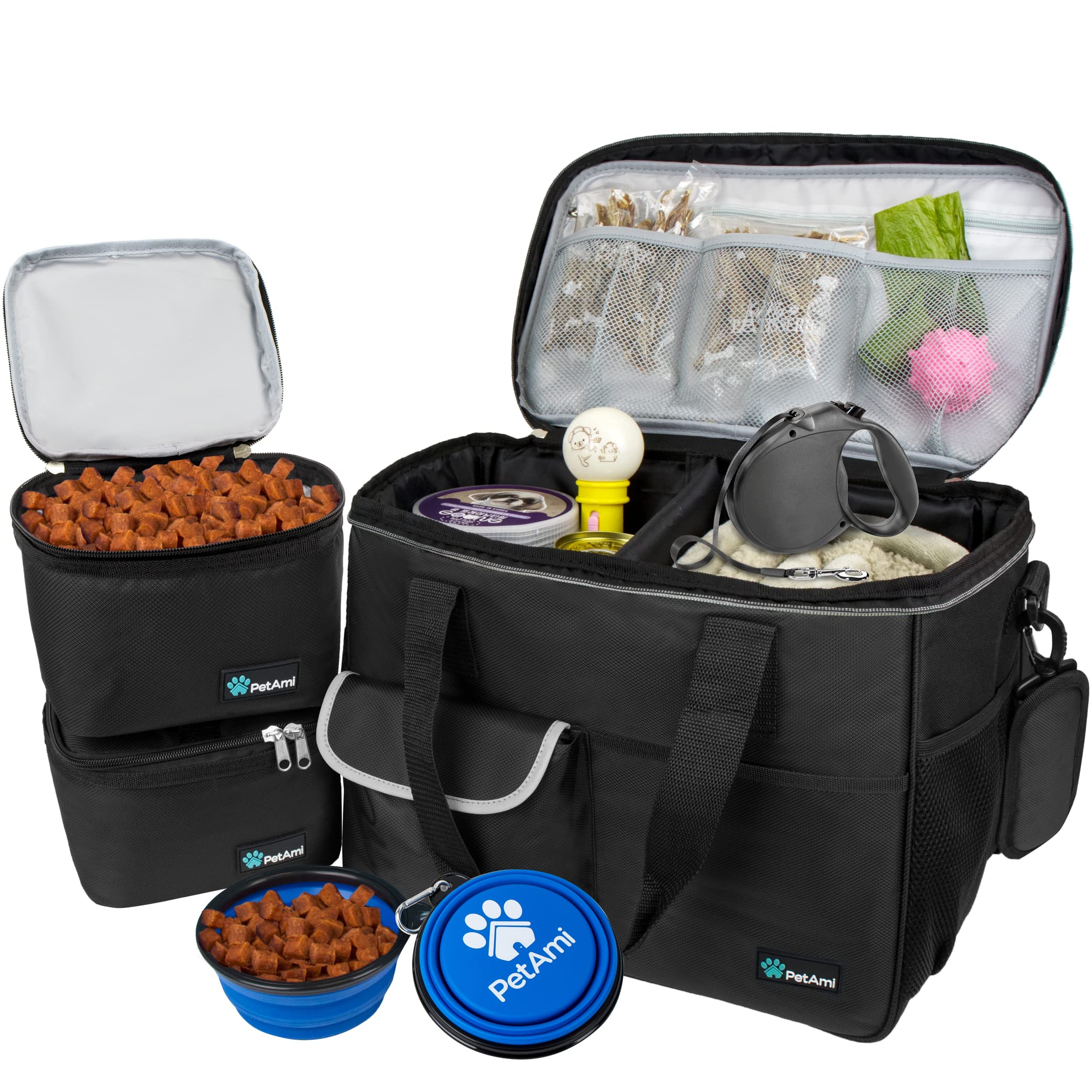 PetAmi Travel Bag Organizer main compartment shows spacious capacity for pet gear.