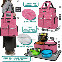 PetAmi travel kit interior layout with food containers and bowls for travel