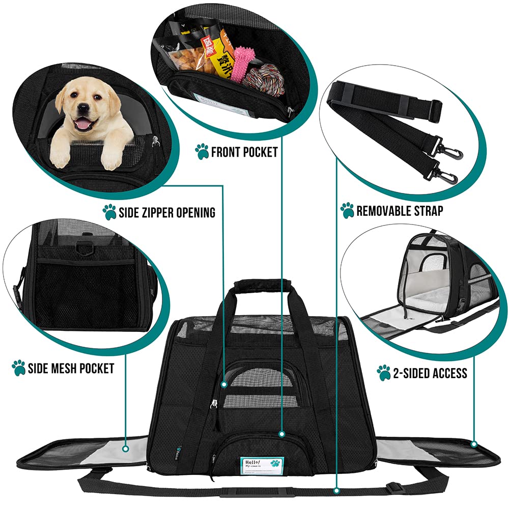 PetAmi ventilated cat carrier with sherpa bed for cozy rests.
