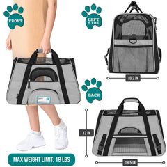 PetAmi ventilated mesh cat carrier for breathable comfort
