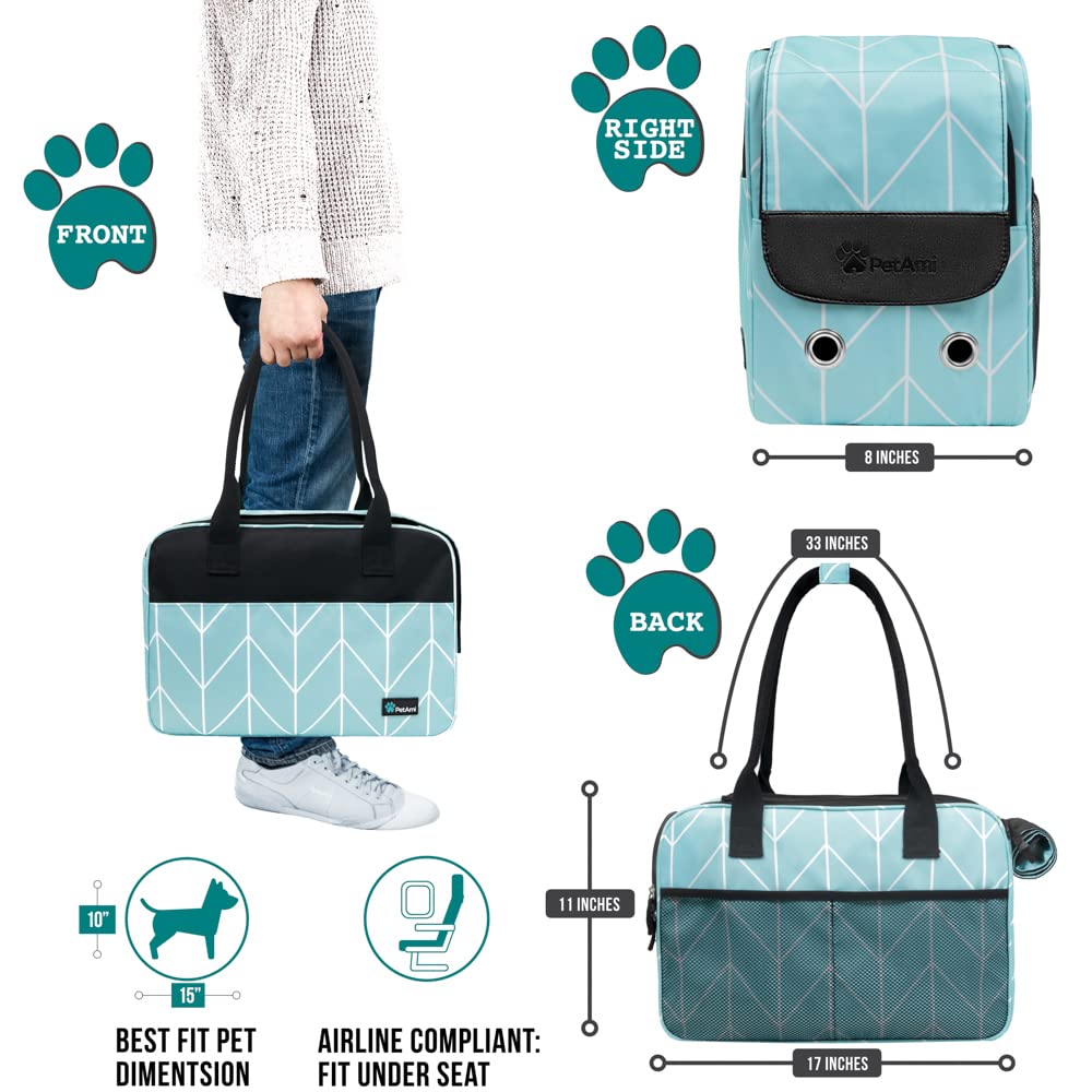 PetAmi purse carrier ventilated mesh panels promote airflow for comfort