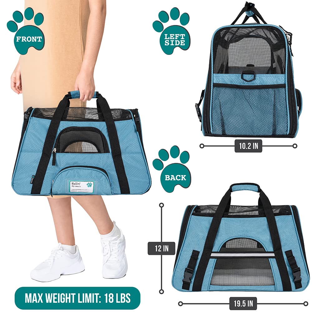PetAmi ventilated soft carrier with mesh ensures airflow for comfy travel.