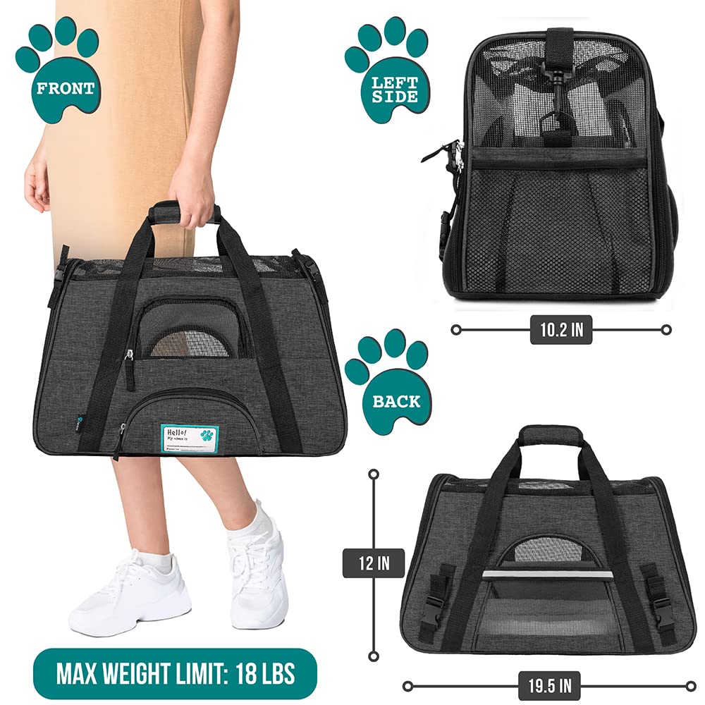 PetAmi ventilated soft carrier with mesh for optimal airflow during trips.
