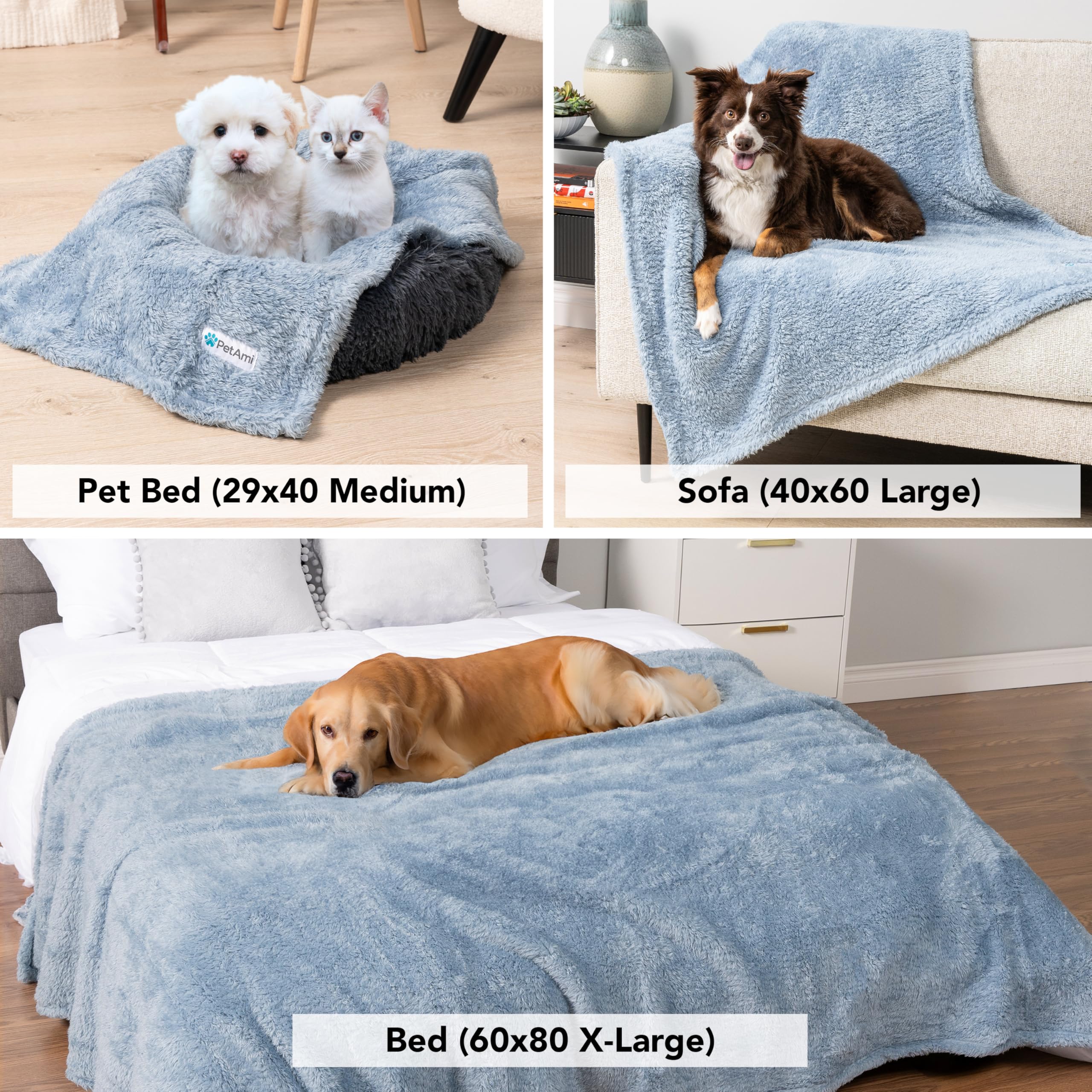 PetAmi blue blanket is machine washable and quick-drying.