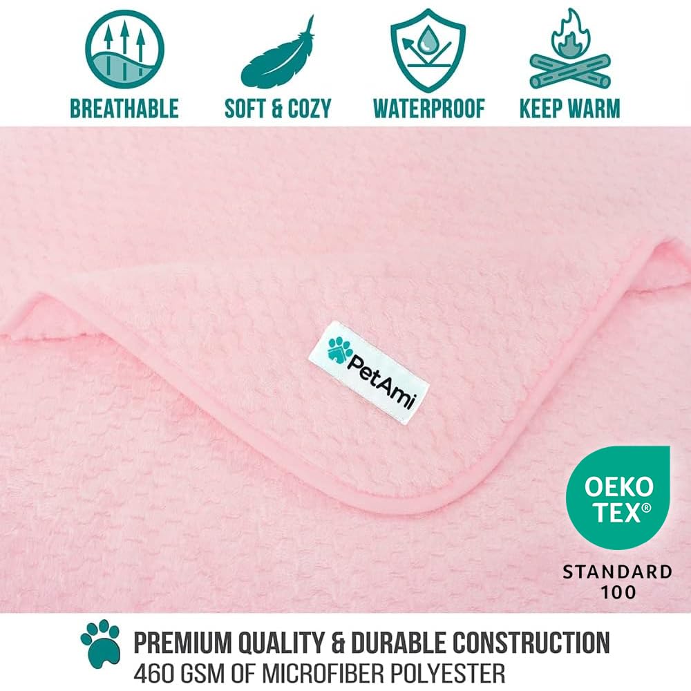 PetAmi blanket edge stitching highlights durable border for long lasting couch protection.