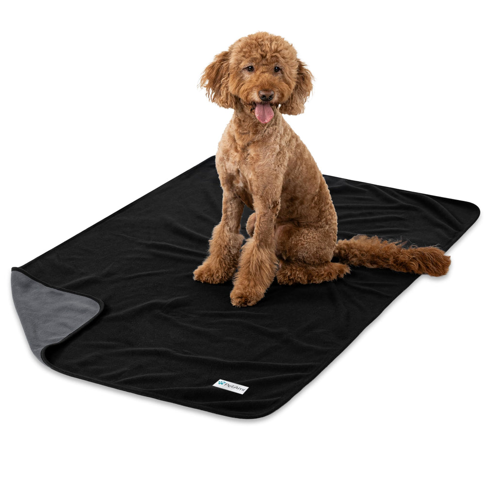 PetAmi waterproof dog blanket on couch protects furniture from spills.