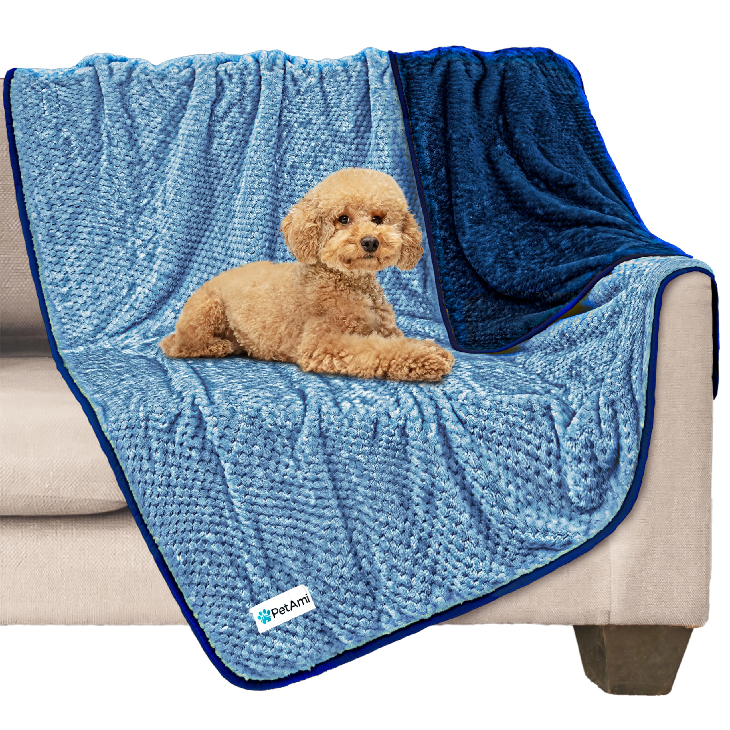 PetAmi waterproof dog blanket on couch protects furniture from spills