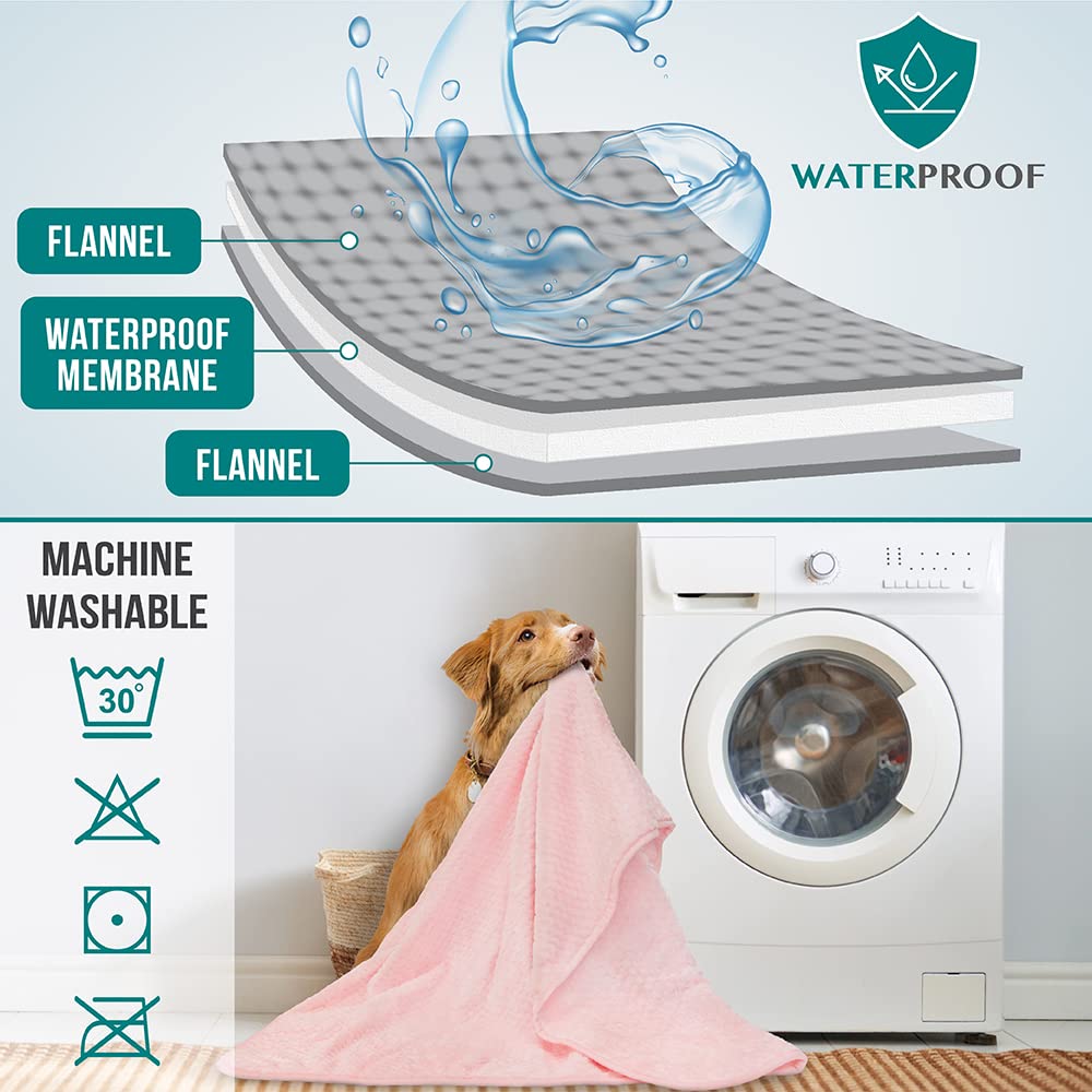 PetAmi waterproof dog blanket easy-care label highlights machine wash instructions.
