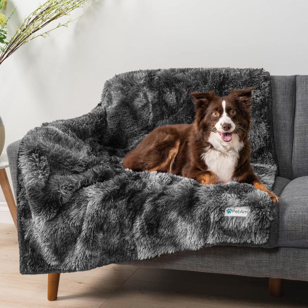 PetAmi waterproof dog blanket on sofa showing couch protection from spills.