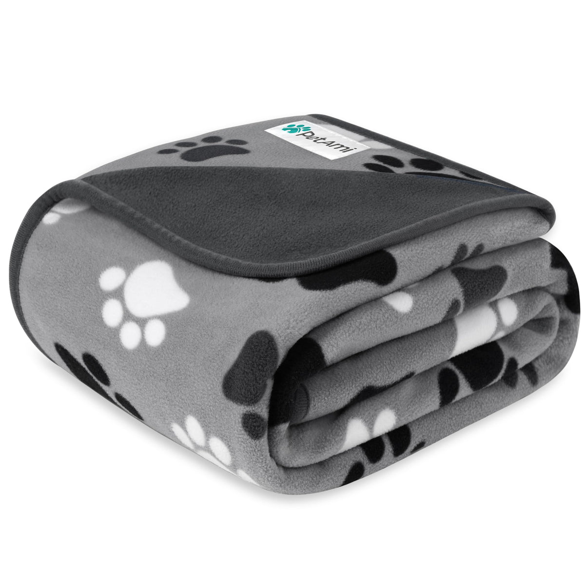 PetAmi waterproof dog blanket paw print gray on couch protects furniture