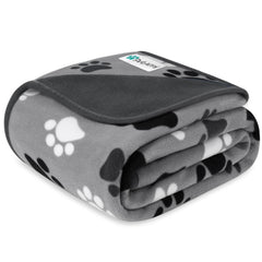 PetAmi waterproof dog blanket paw print gray on couch protects furniture