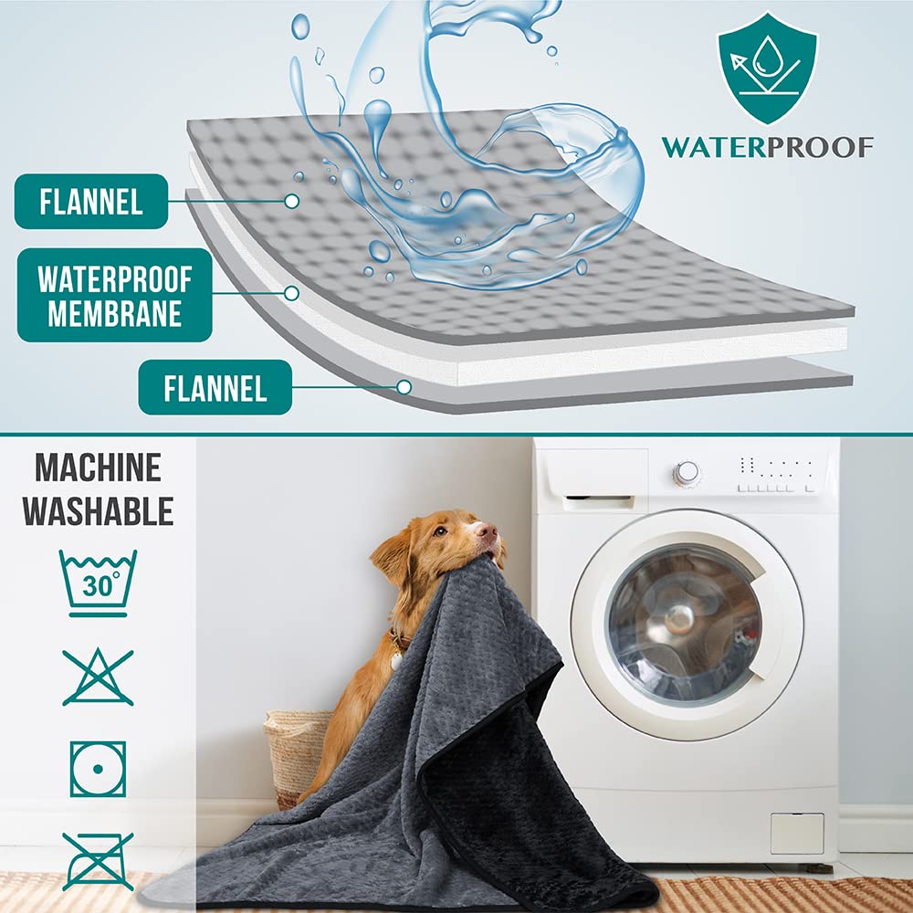 PetAmi waterproof dog blanket reversible waffle pattern adds cozy style for lounging.