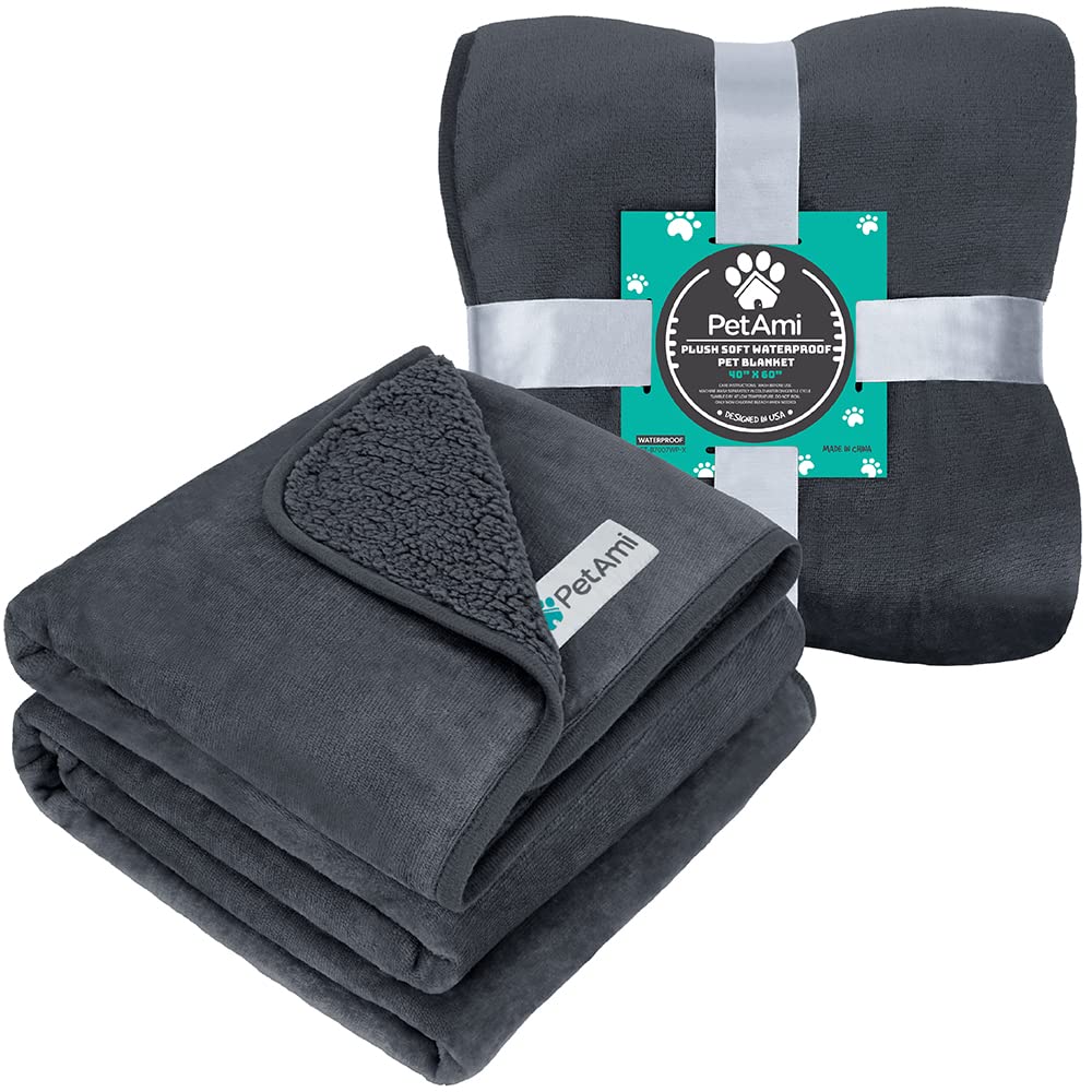 PetAmi 40x60 gray dog blanket suited for medium to large dogs and cats.