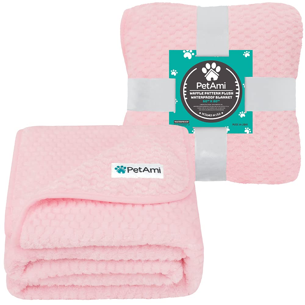 PetAmi waterproof dog blanket waffle texture close-up shows cozy warmth.