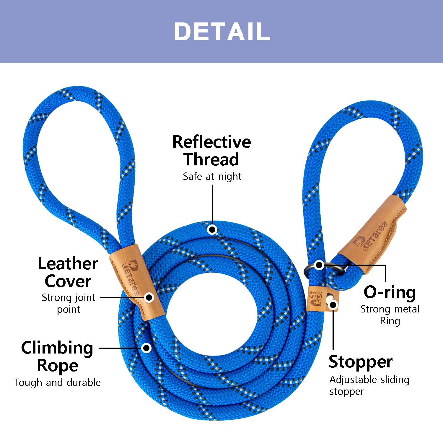 Petarea slip lead no-pull design supports gentle training sessions.