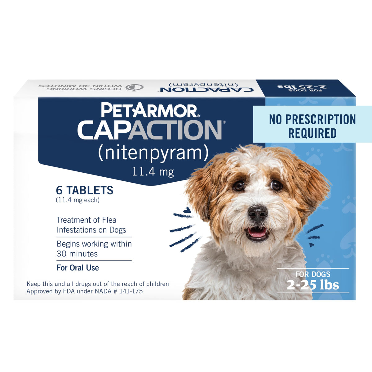 PetArmor CAPACTION tablet close-up signaling fast flea relief in minutes