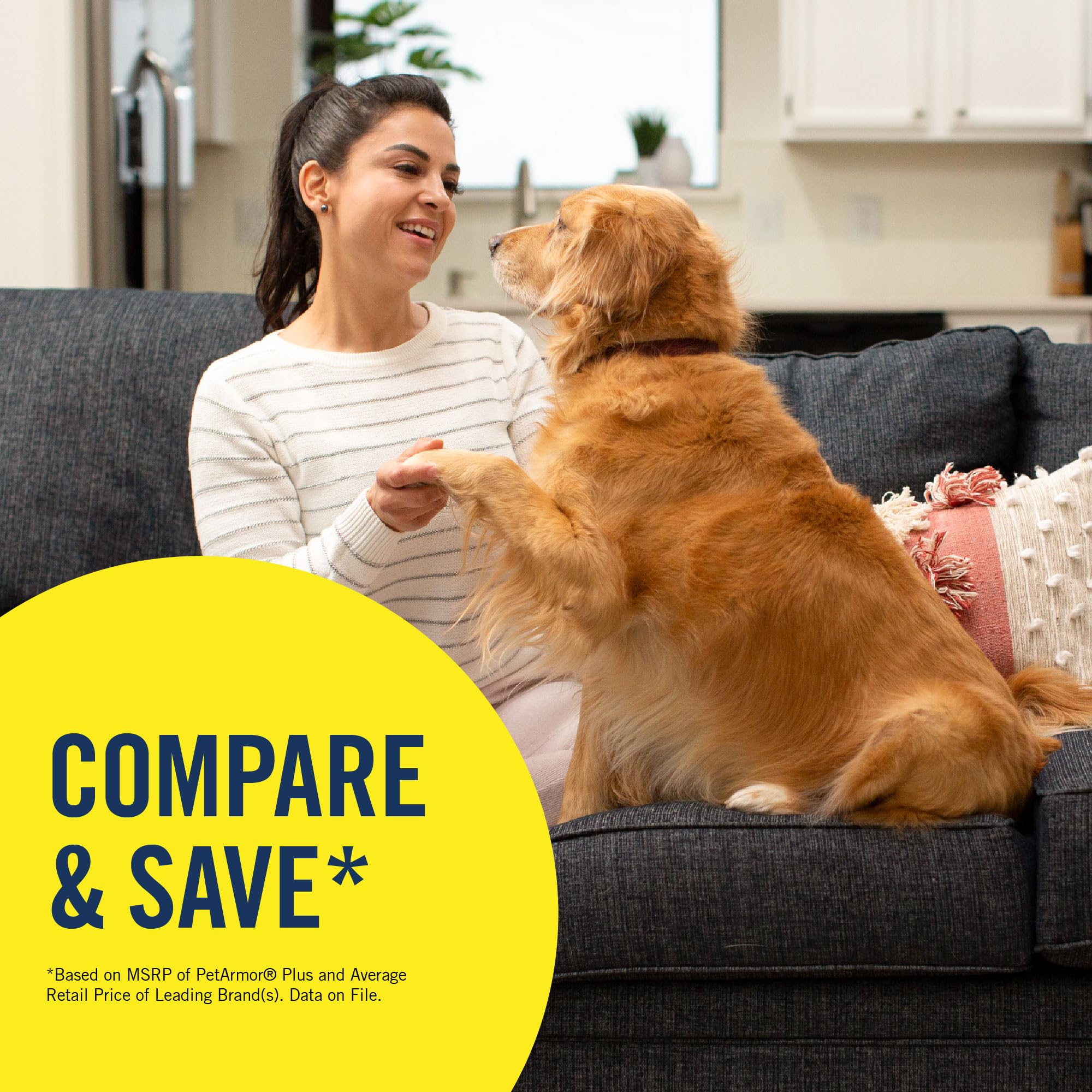 PetArmor Plus nose-to-tail protection dog illustration: comprehensive flea and tick coverage.
