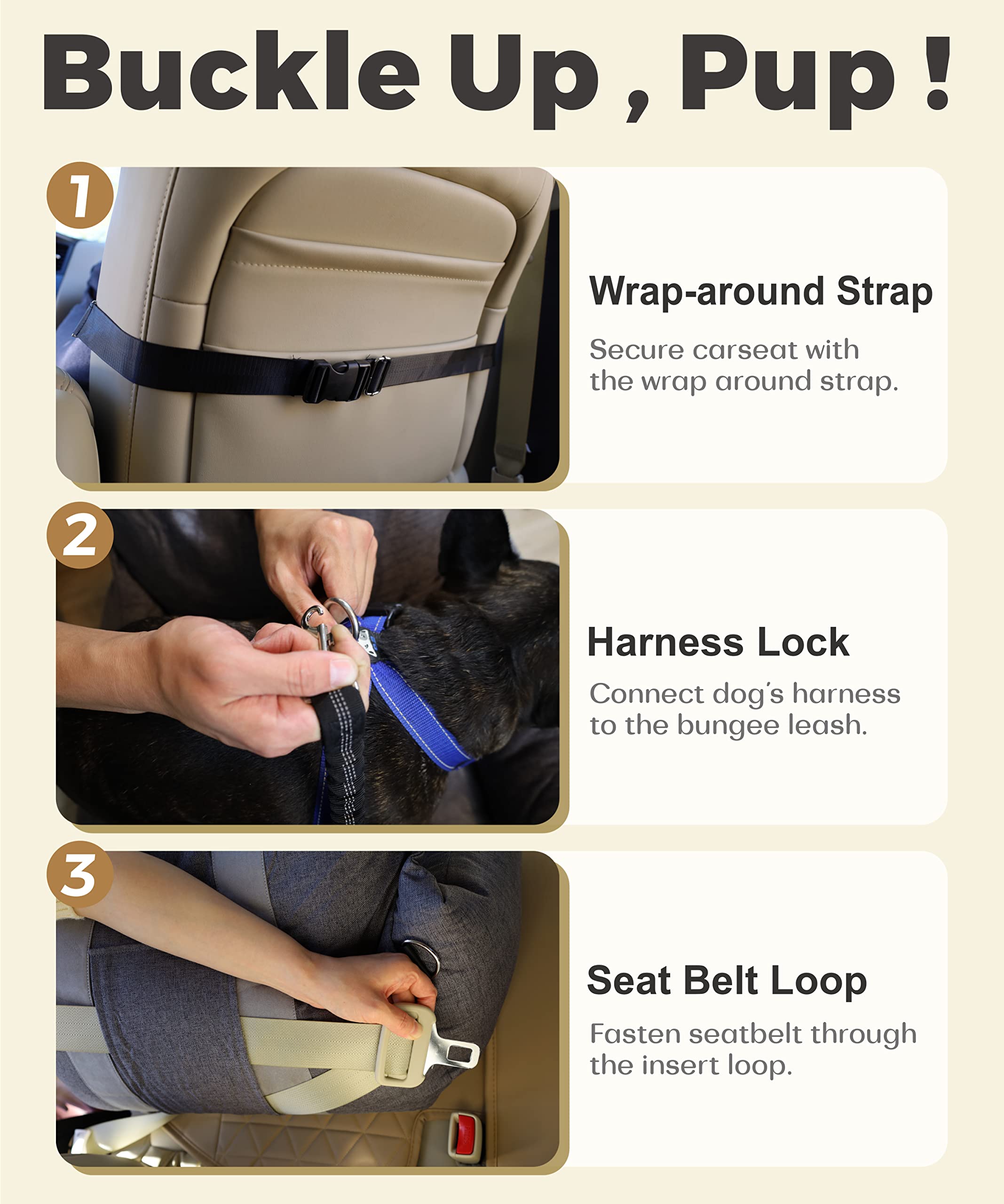 PET AWESOME dog car seat backseat setup with convenient pockets