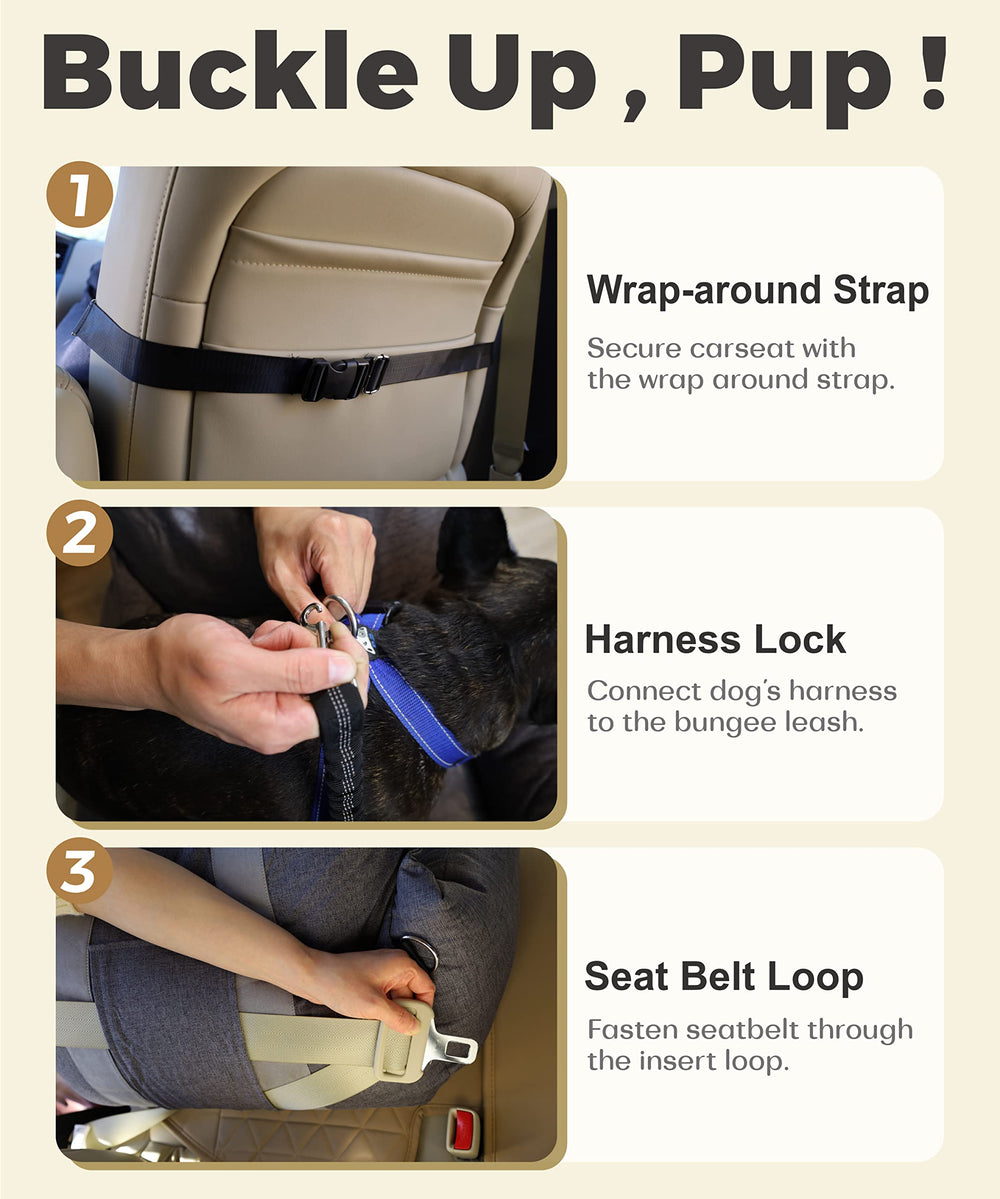PET AWESOME dog car seat backseat setup with convenient pockets
