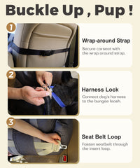 PET AWESOME dog car seat backseat setup with convenient pockets