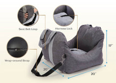 PET AWESOME dog car seat interior view shows driver contact to ease anxiety