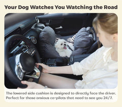 PET AWESOME dog car seat side view with secure tether for safe travel